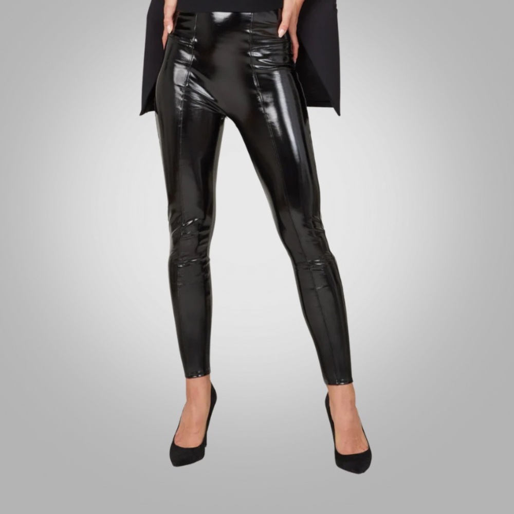 Spanx Black Faux Leather Leggings Size M